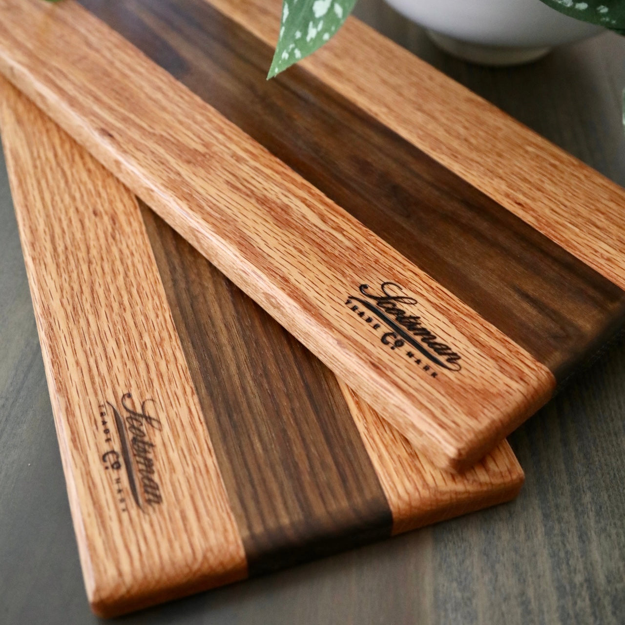 Extra Large Solid Red Oak Double Handled Charcuterie Serving