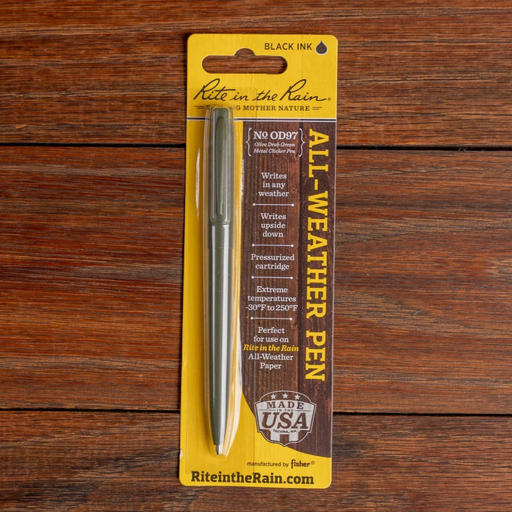 All-Weather Metal Clicker Pen - Olive