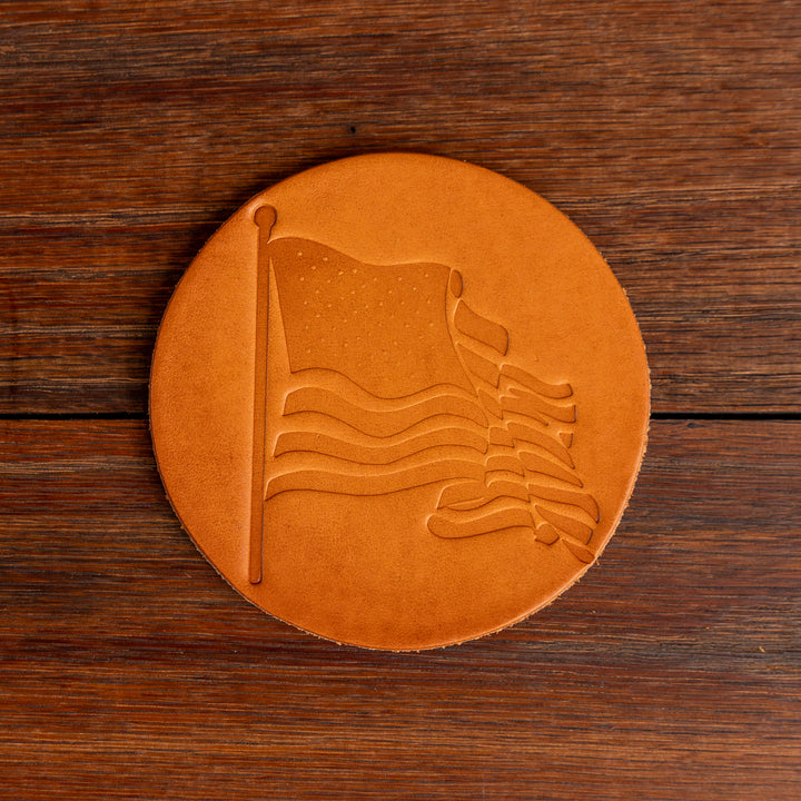 American Flag Leather Coaster