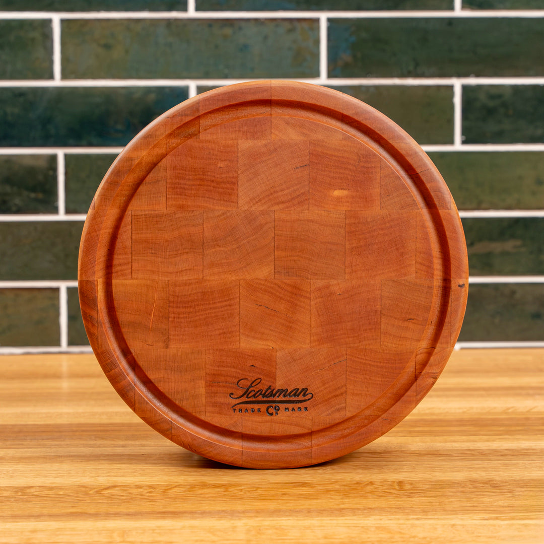 Cherry End Grain Round Butcher Block with Juice Groove