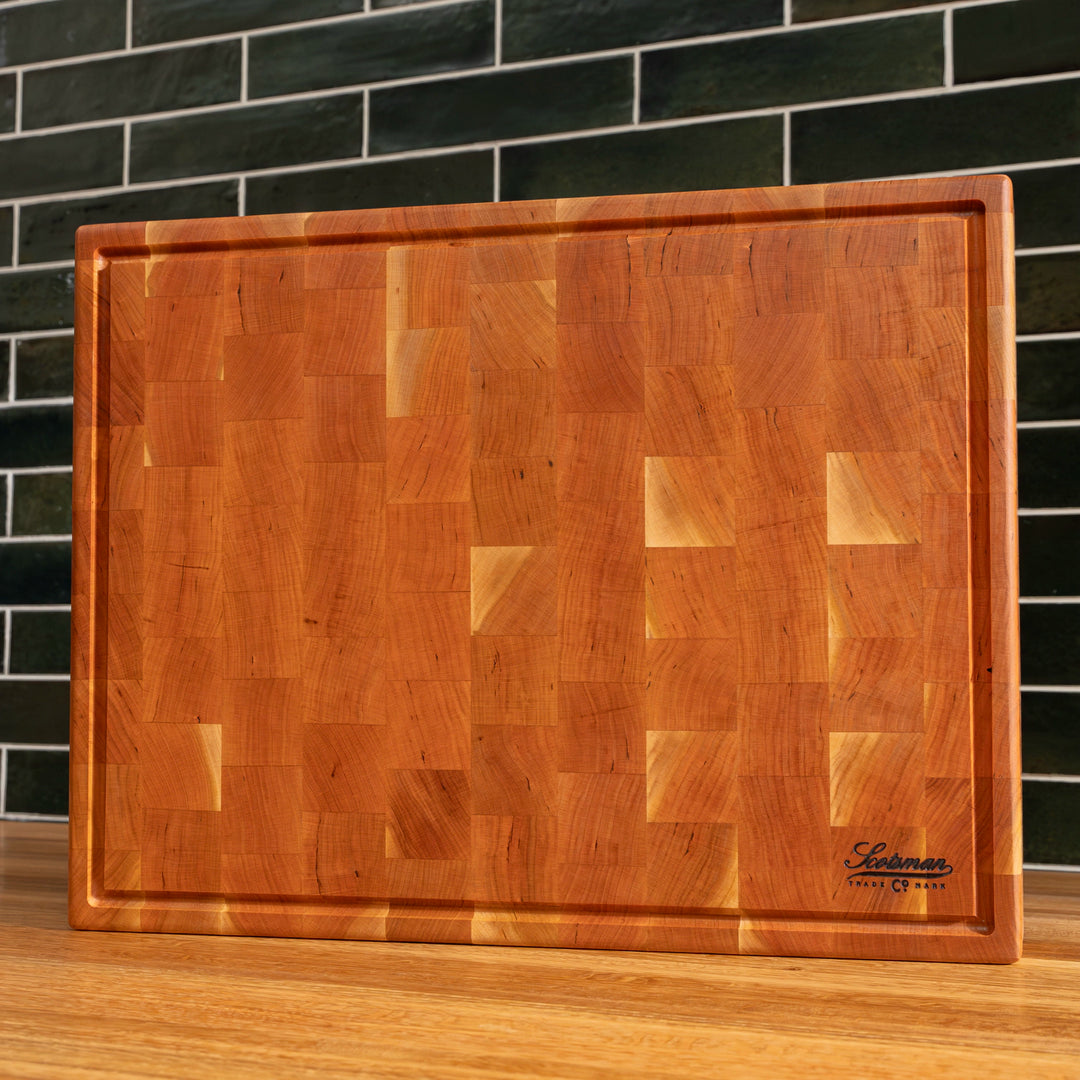 Cherry End Grain Rectangle Butcher Block with Juice Groove