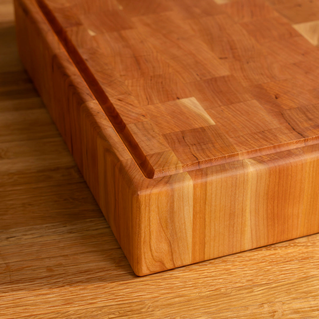 Cherry End Grain Rectangle Butcher Block with Juice Groove