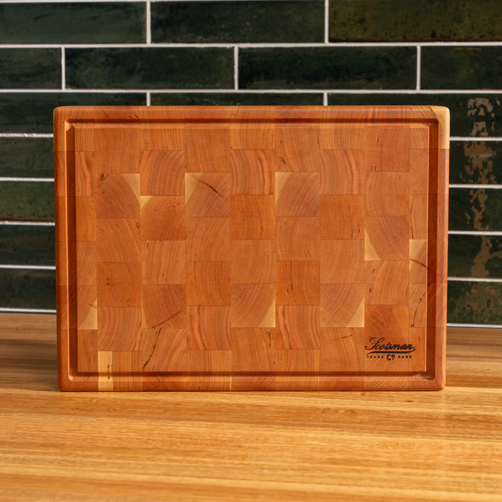 Cherry End Grain Rectangle Butcher Block with Juice Groove