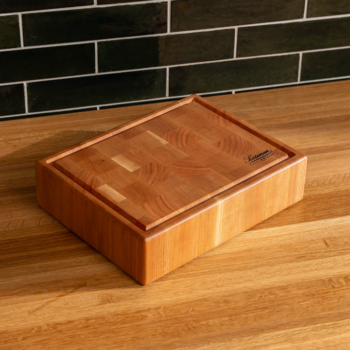 Cherry End Grain Rectangle Butcher Block with Juice Groove