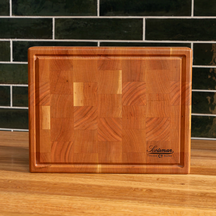 Cherry End Grain Rectangle Butcher Block with Juice Groove