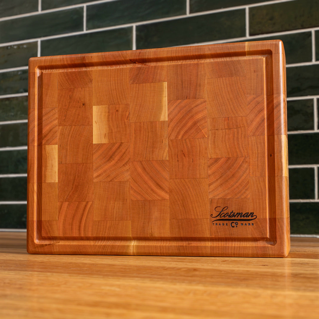 Cherry End Grain Rectangle Butcher Block with Juice Groove