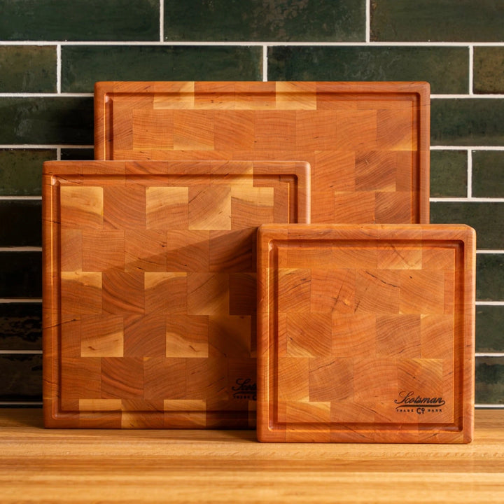 Cherry End Grain Square Butcher Block with Juice Groove