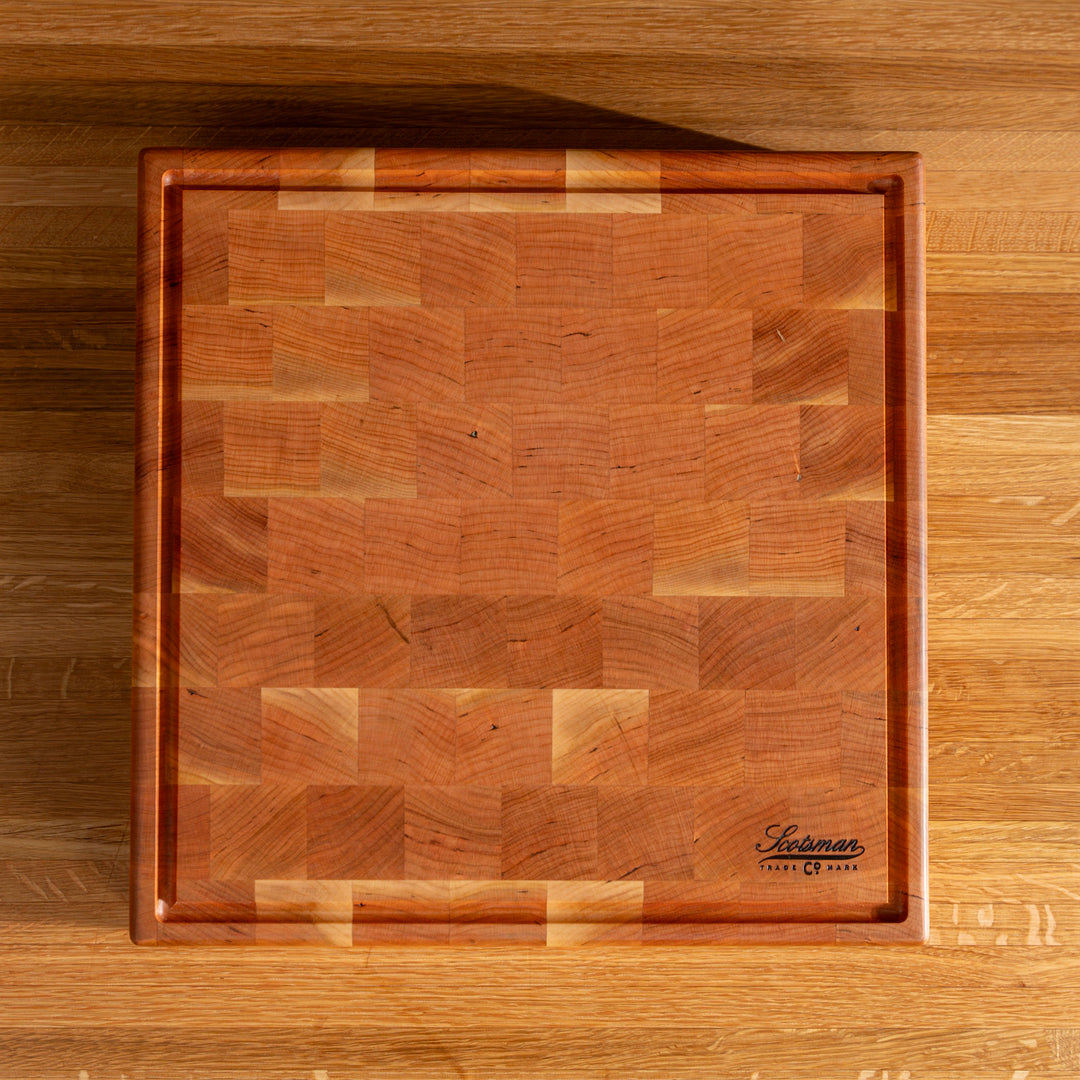 Cherry End Grain Square Butcher Block with Juice Groove