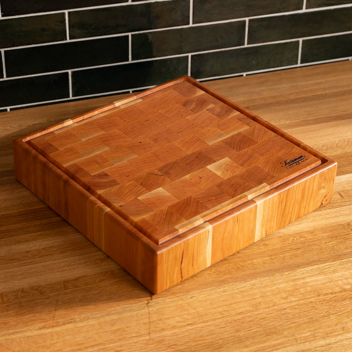 Cherry End Grain Square Butcher Block with Juice Groove