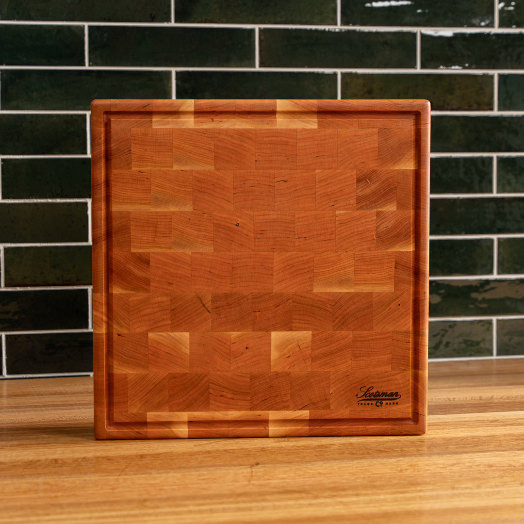 Cherry End Grain Square Butcher Block with Juice Groove