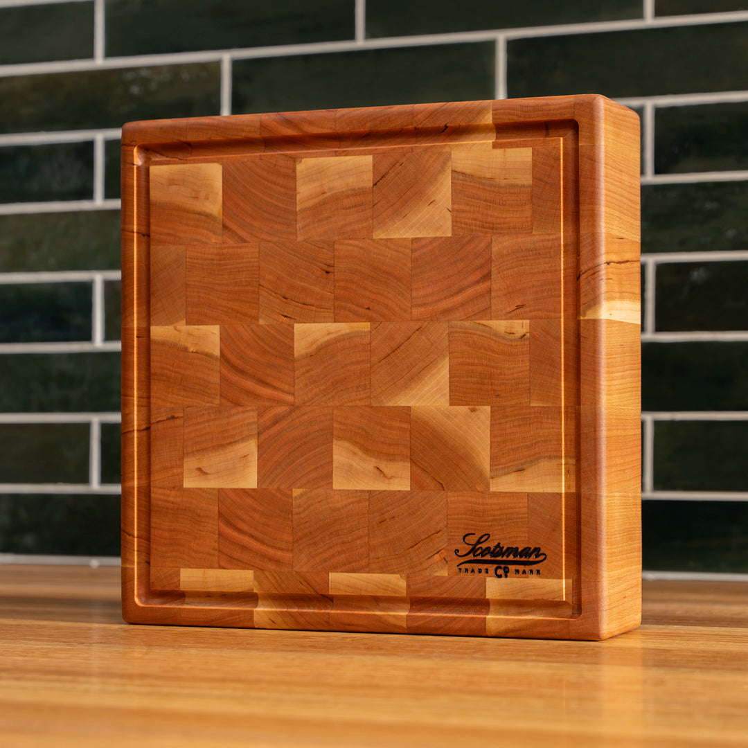 Cherry End Grain Square Butcher Block with Juice Groove