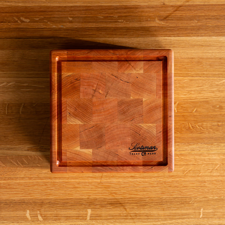 Cherry End Grain Square Butcher Block with Juice Groove