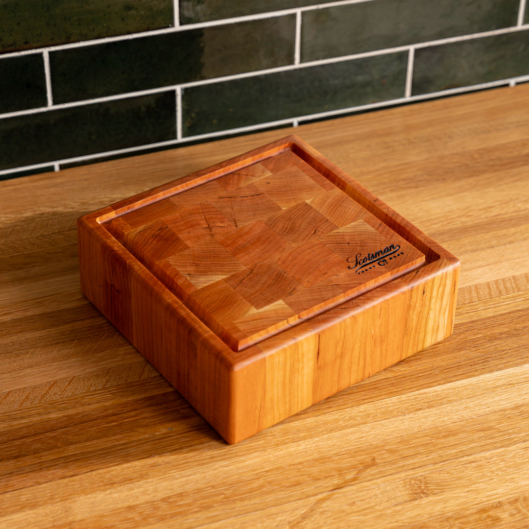 Cherry End Grain Square Butcher Block with Juice Groove