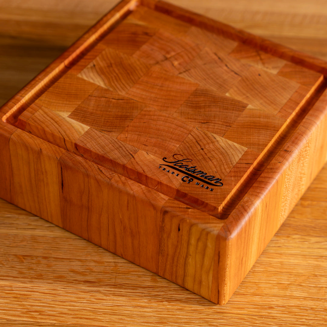 Cherry End Grain Square Butcher Block with Juice Groove