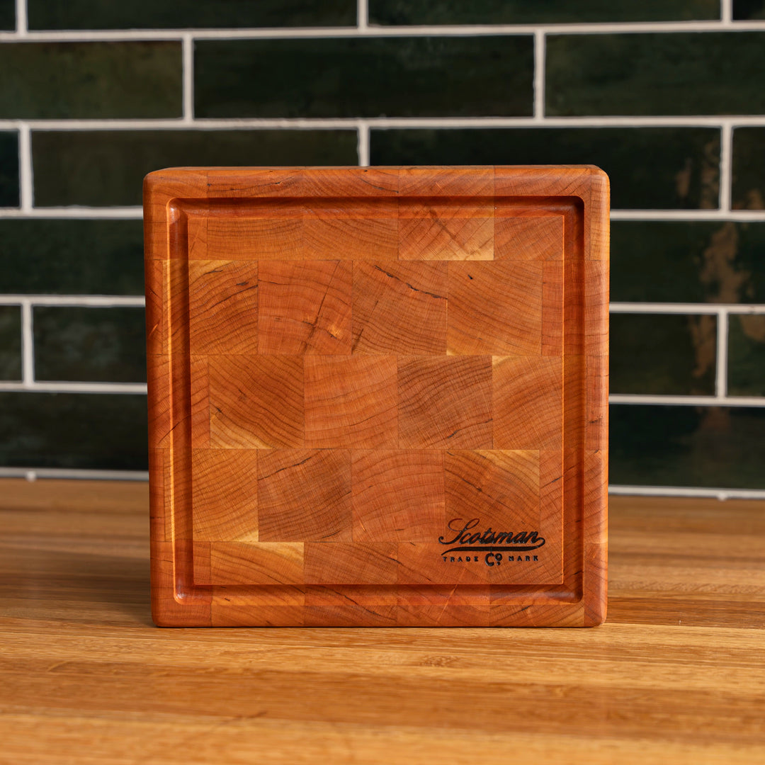 Cherry End Grain Square Butcher Block with Juice Groove