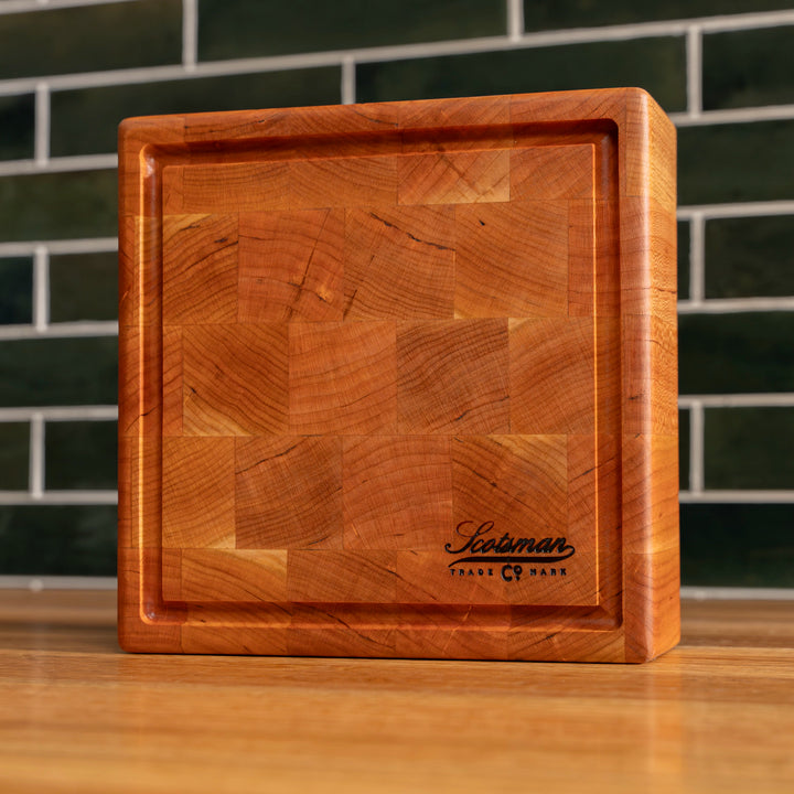 Cherry End Grain Square Butcher Block with Juice Groove