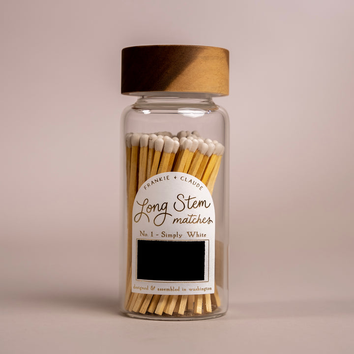 White Long Stem Matches Jar