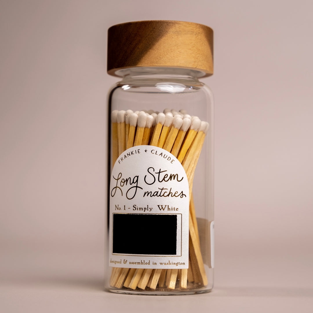 White Long Stem Matches Jar