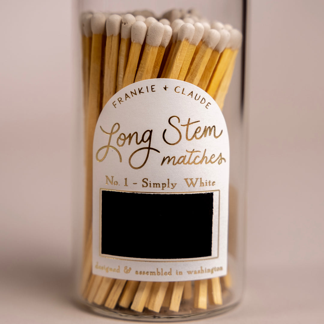 White Long Stem Matches Jar