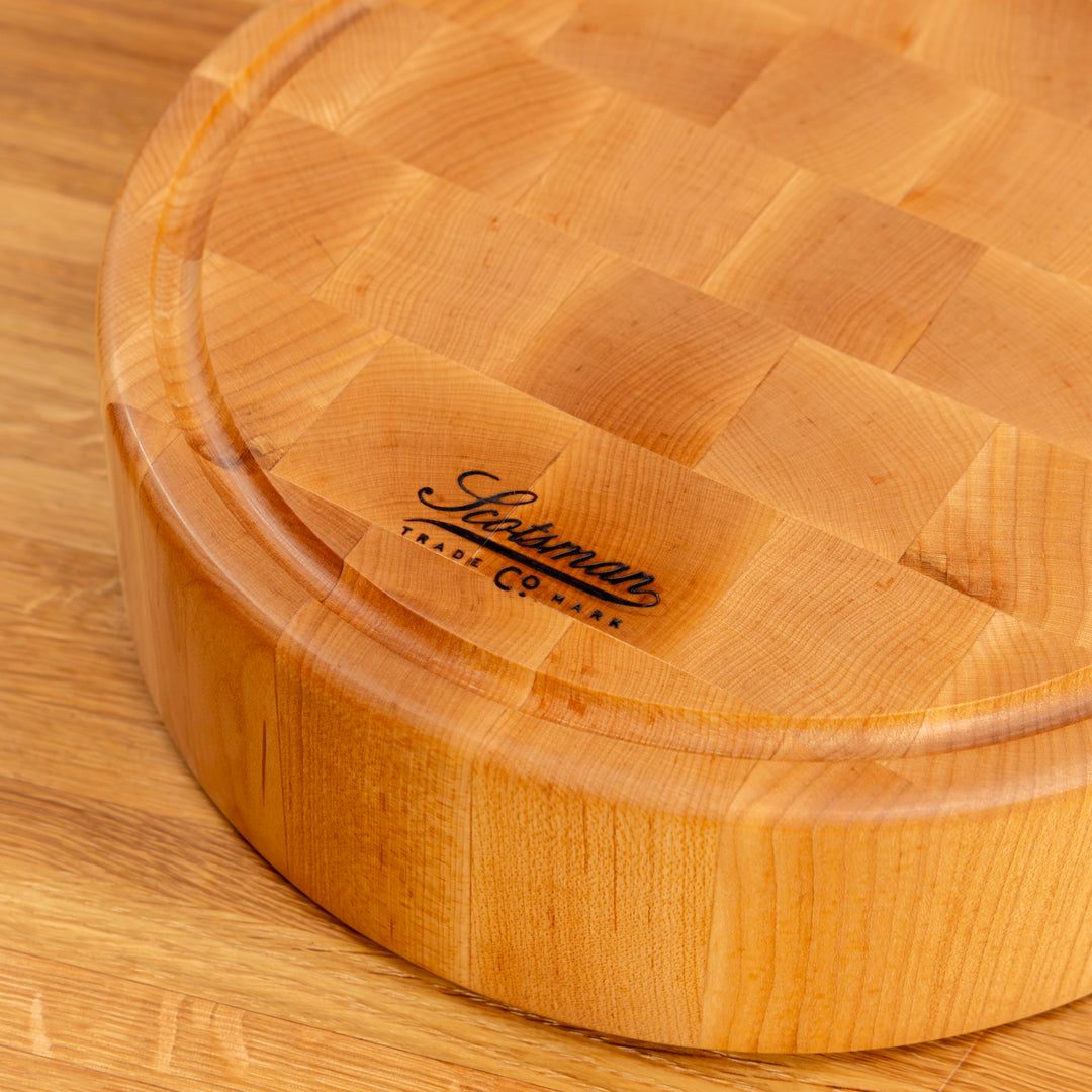 Maple End Grain Round Butcher Block with Juice Groove