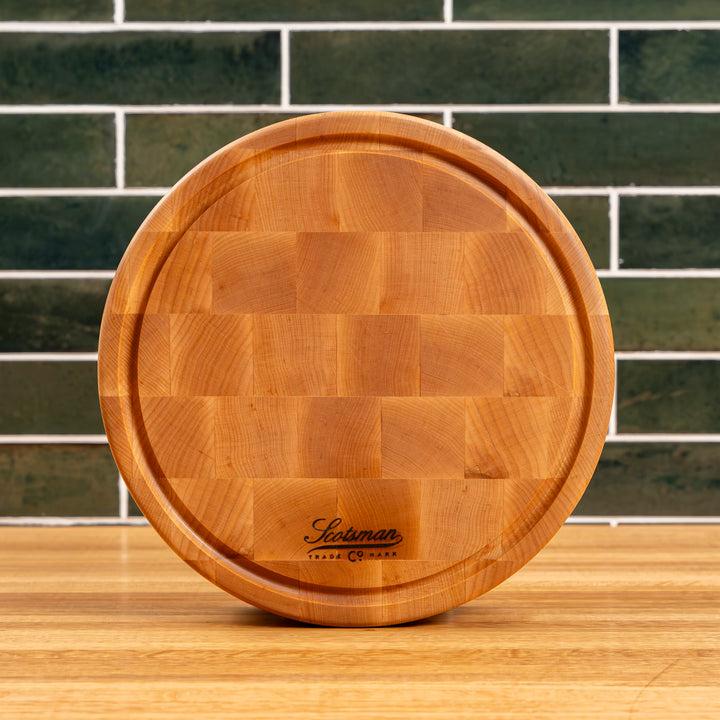 Maple End Grain Round Butcher Block with Juice Groove