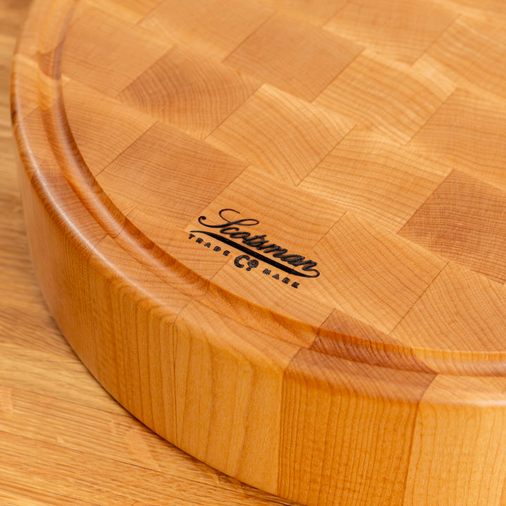 Maple End Grain Round Butcher Block with Juice Groove