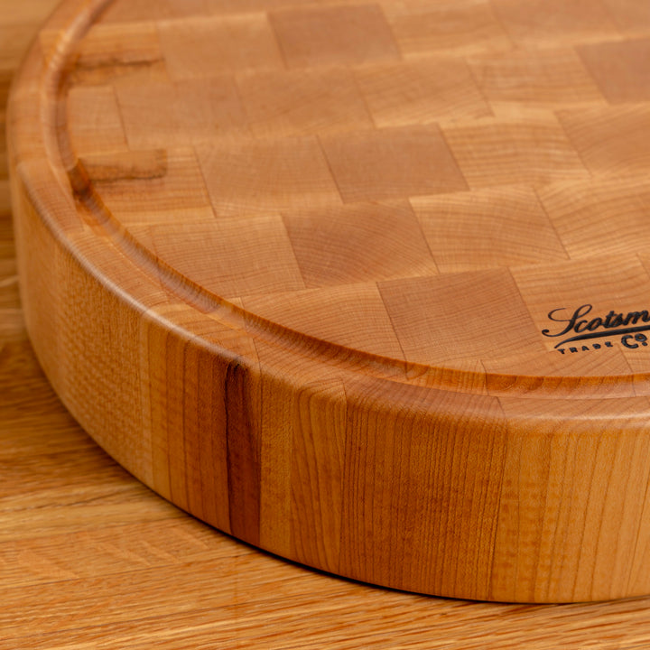 Maple End Grain Round Butcher Block with Juice Groove