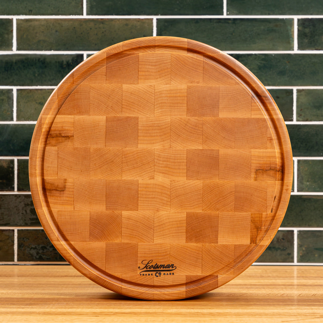 Maple End Grain Round Butcher Block with Juice Groove