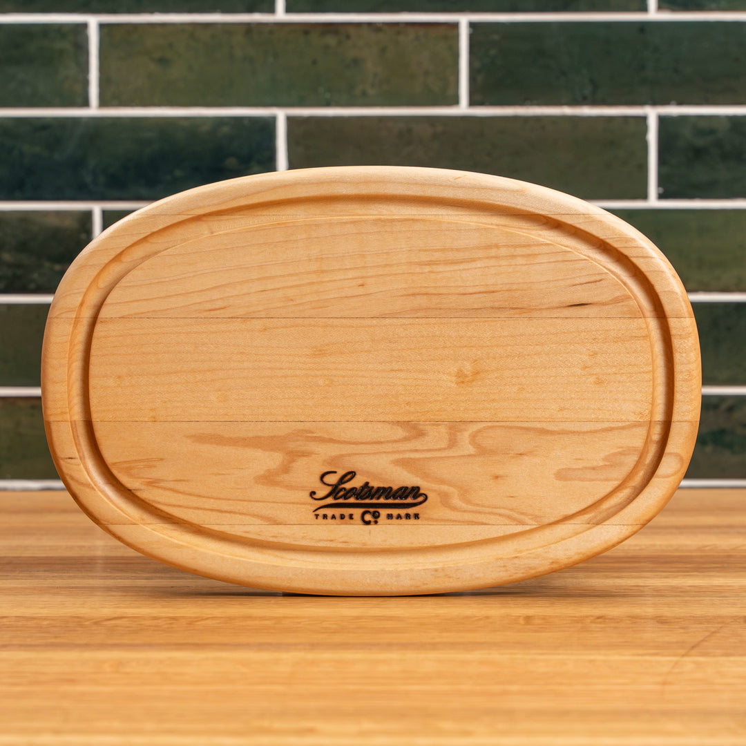 Maple Oval Serving Board with Juice Groove