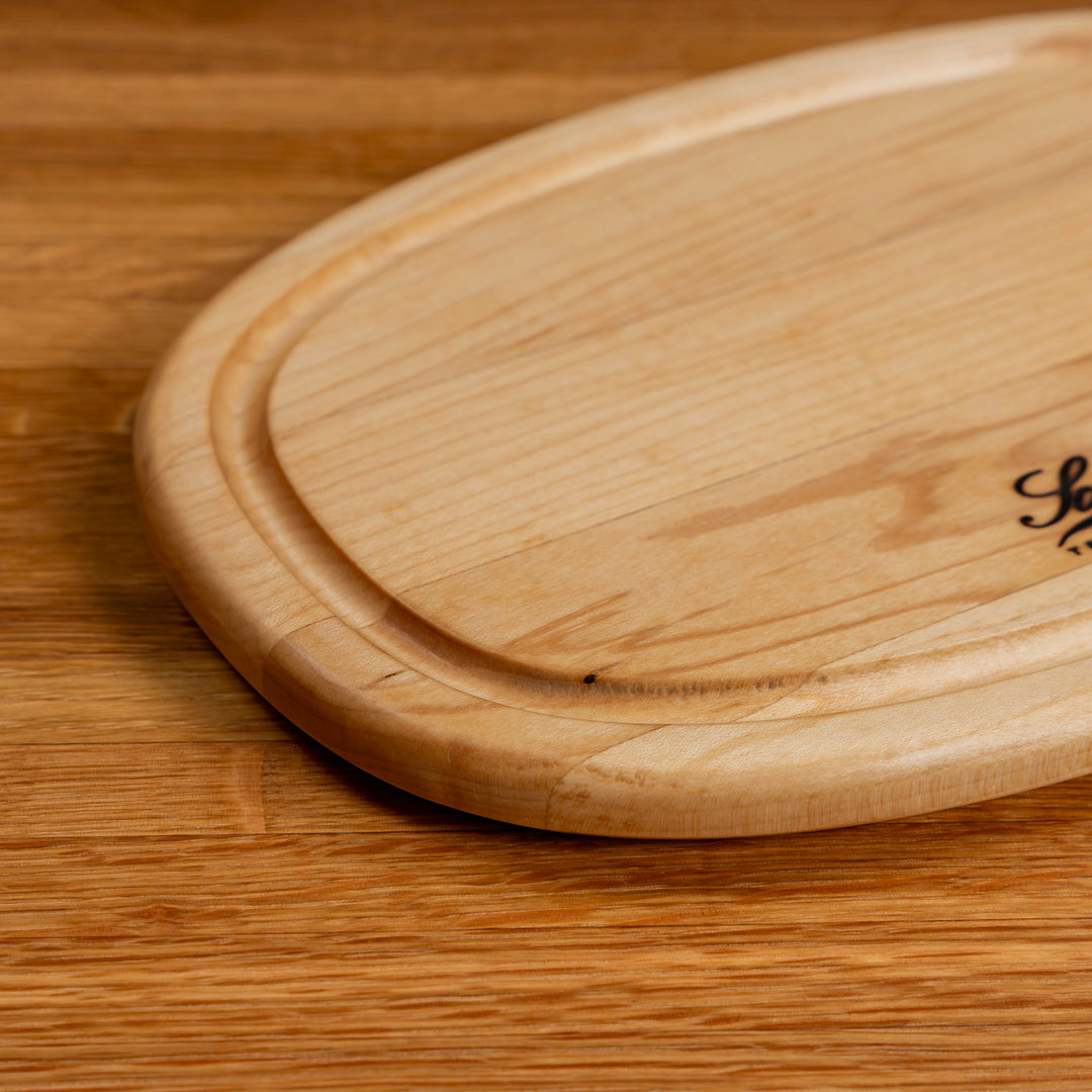 Maple Oval Serving Board with Juice Groove