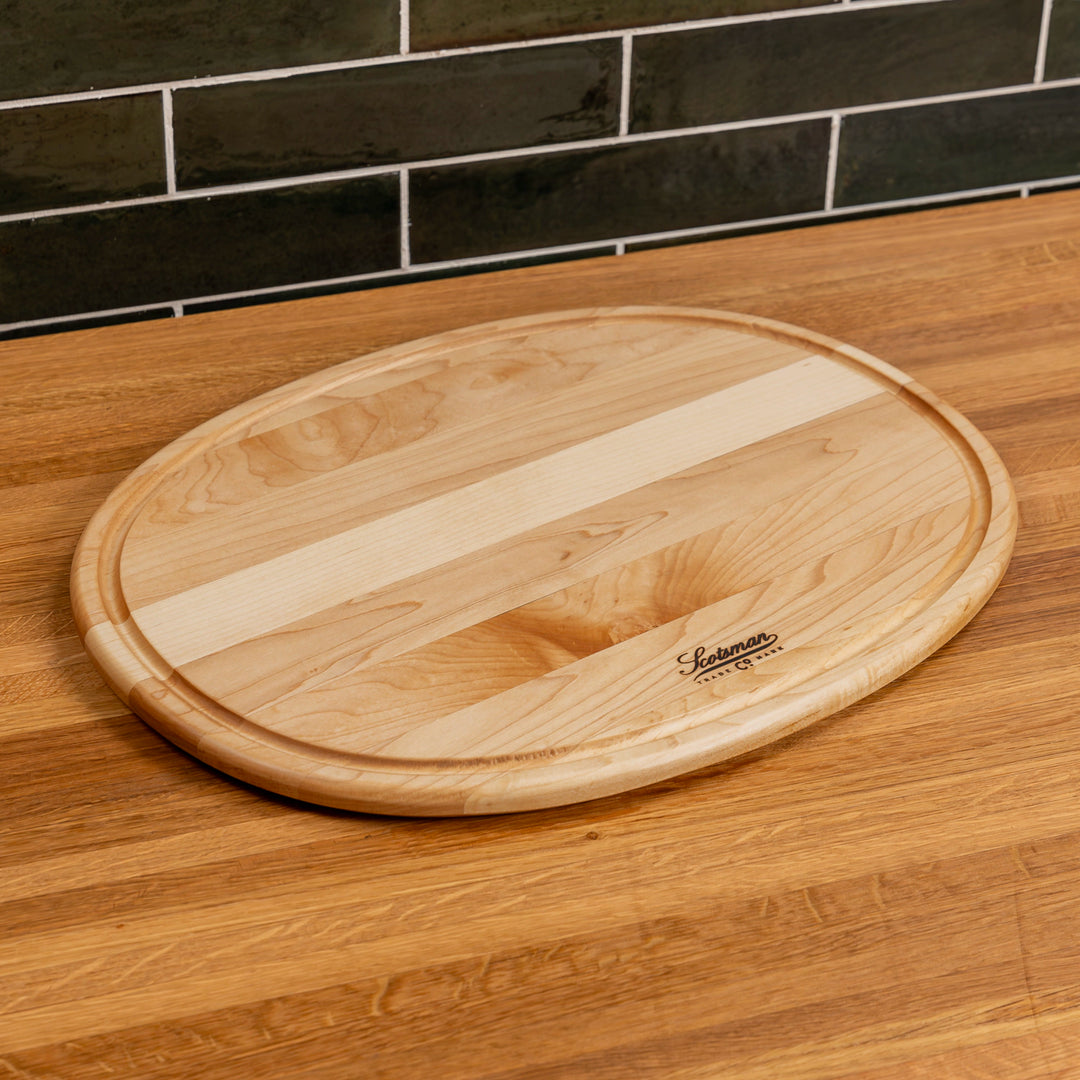 Maple Oval Serving Board with Juice Groove