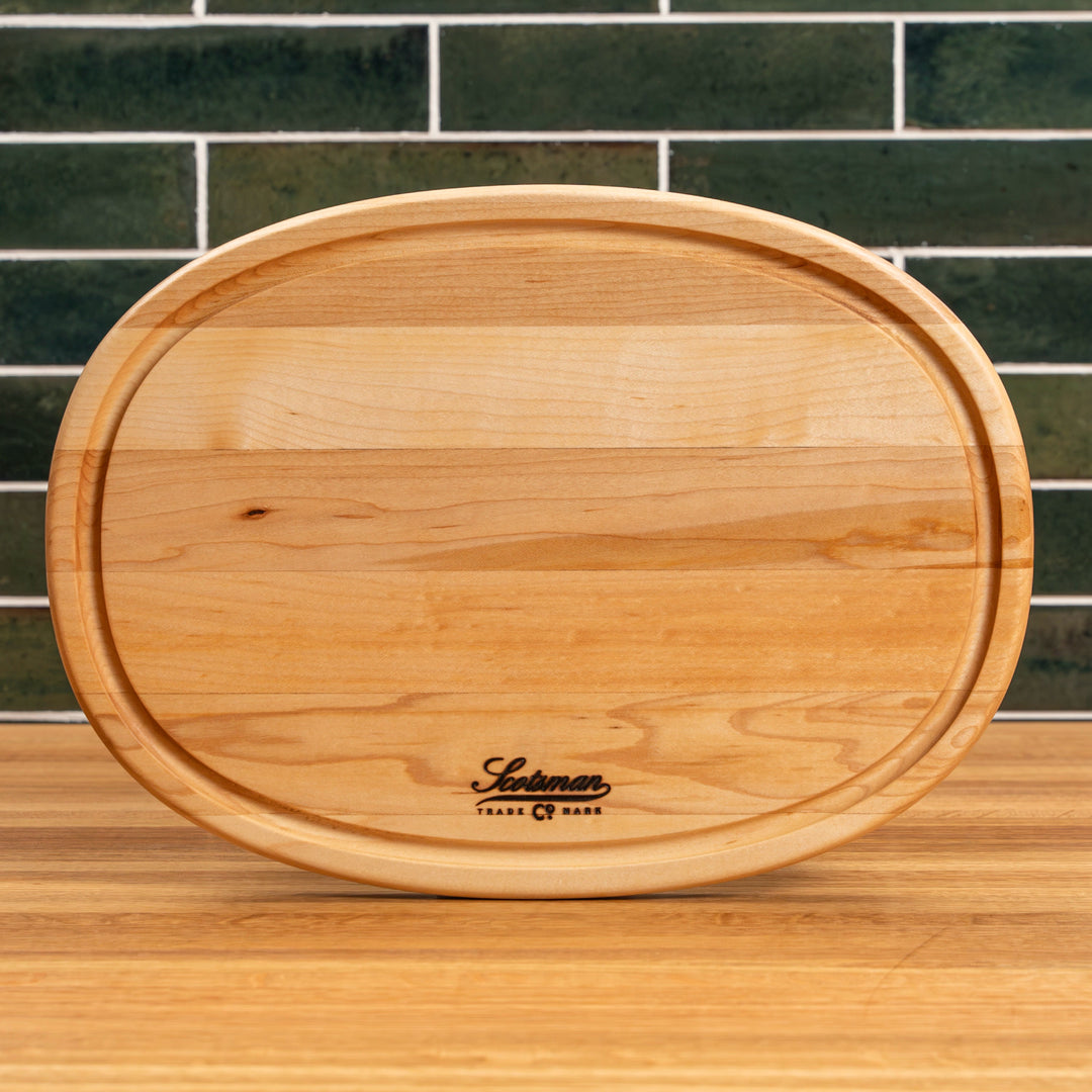 Maple Oval Serving Board with Juice Groove