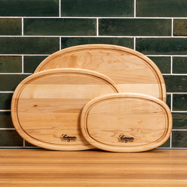 Maple Oval Serving Board with Juice Groove