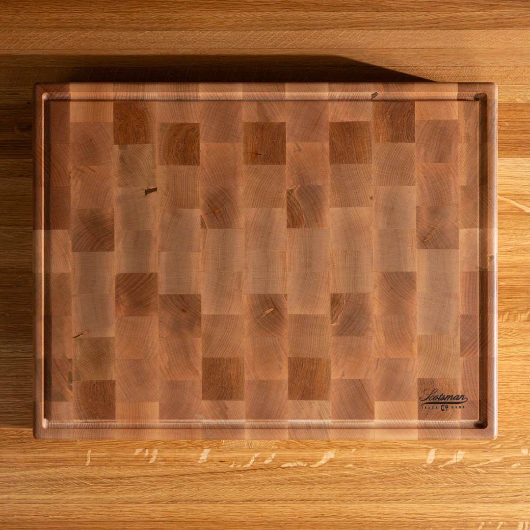 Maple End Grain Rectangle Butcher Block with Juice Groove