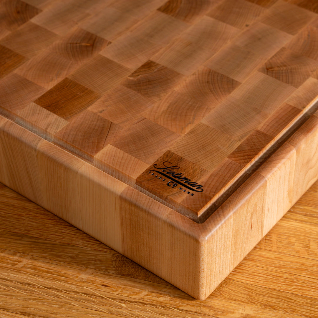 Maple End Grain Rectangle Butcher Block with Juice Groove