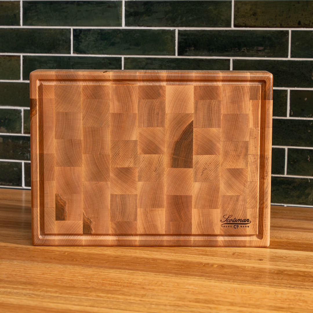 Maple End Grain Rectangle Butcher Block with Juice Groove