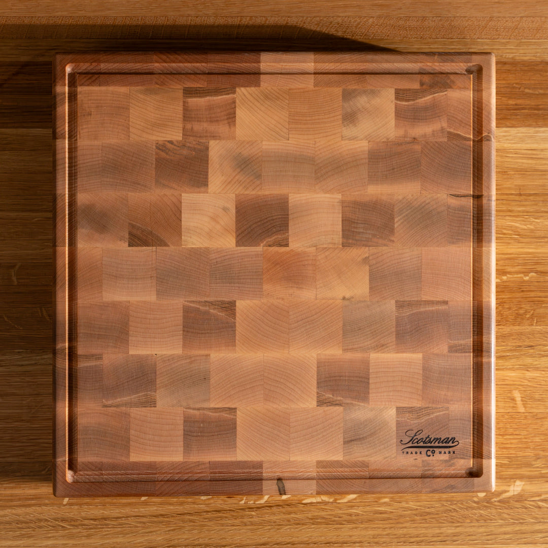 Maple End Grain Square Butcher Block with Juice Groove