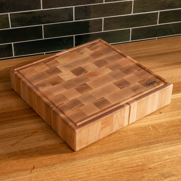 Maple End Grain Square Butcher Block with Juice Groove