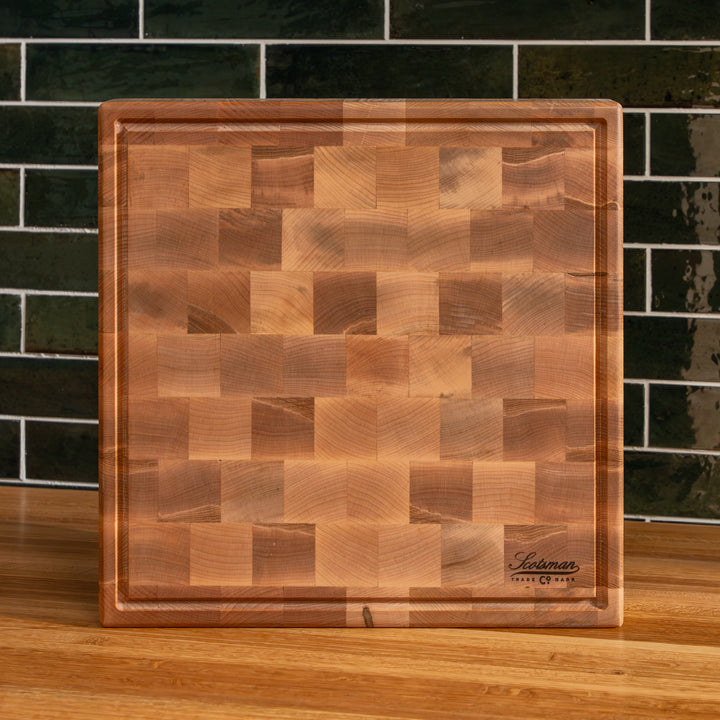 Maple End Grain Square Butcher Block with Juice Groove