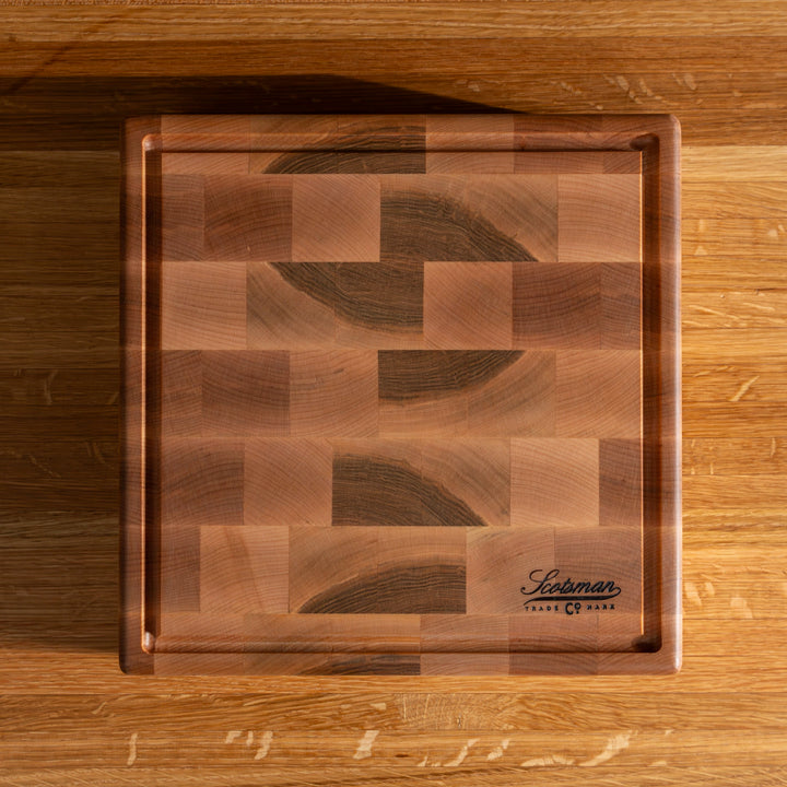 Maple End Grain Square Butcher Block with Juice Groove