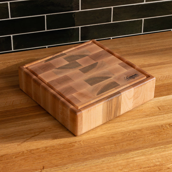 Maple End Grain Square Butcher Block with Juice Groove