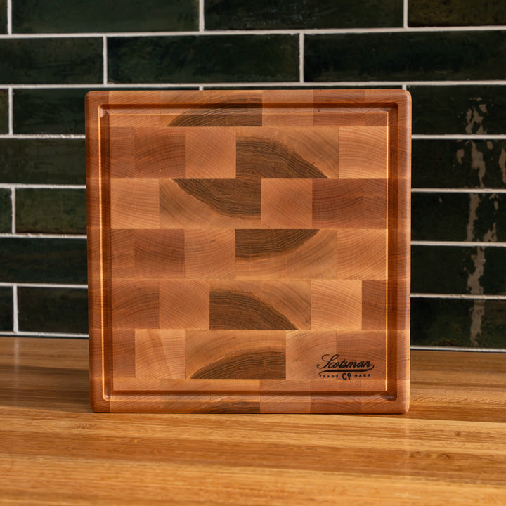 Maple End Grain Square Butcher Block with Juice Groove