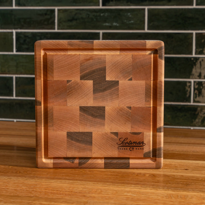 Maple End Grain Square Butcher Block with Juice Groove