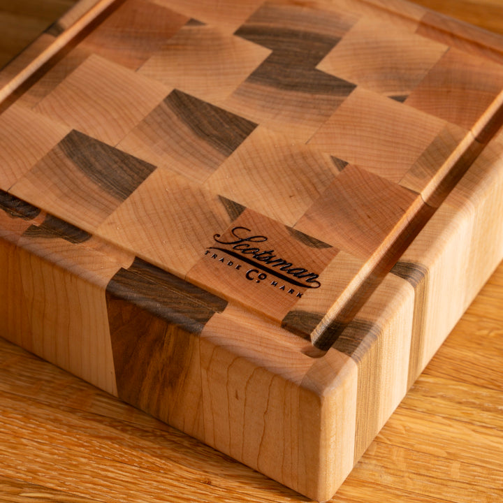 Maple End Grain Square Butcher Block with Juice Groove