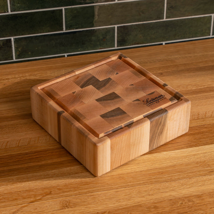 Maple End Grain Square Butcher Block with Juice Groove