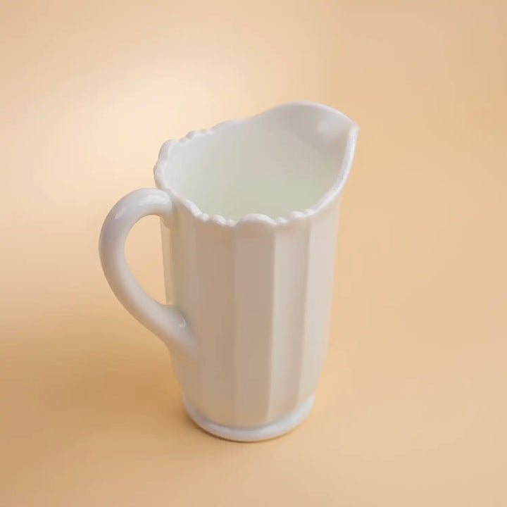 Milk Glass Panel Glass Pitcher