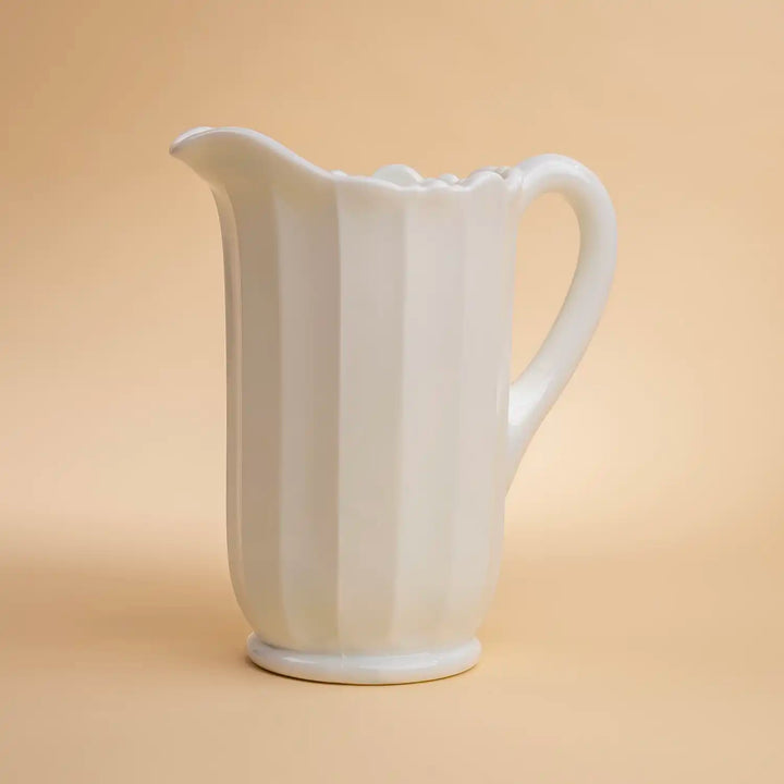 Milk Glass Panel Glass Pitcher