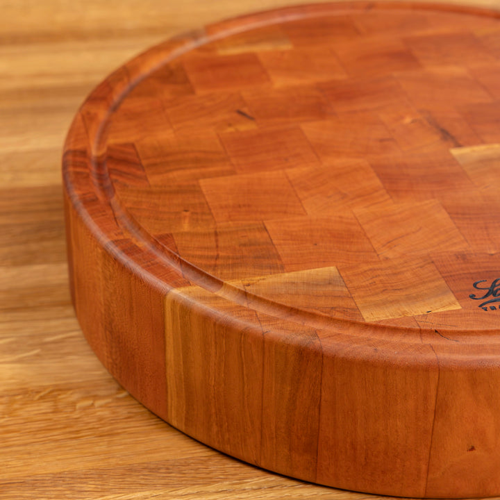 Cherry End Grain Round Butcher Block with Juice Groove