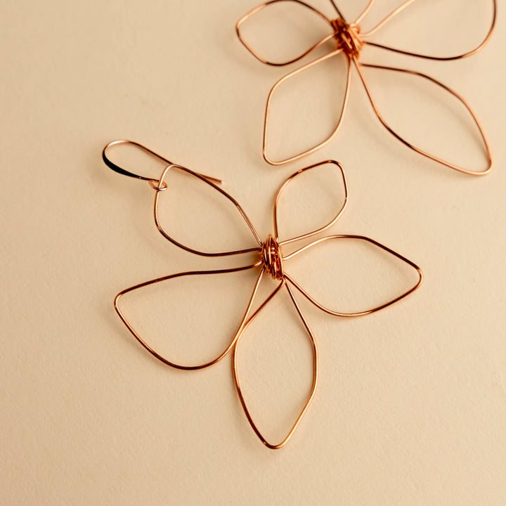 Novi Copper Wire Flower Earrings