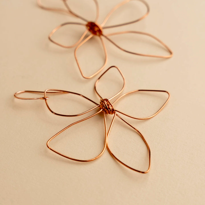 Novi Copper Wire Flower Earrings